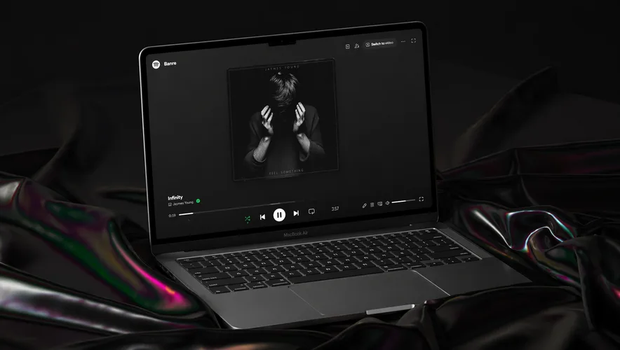 Press Play playing on a laptop