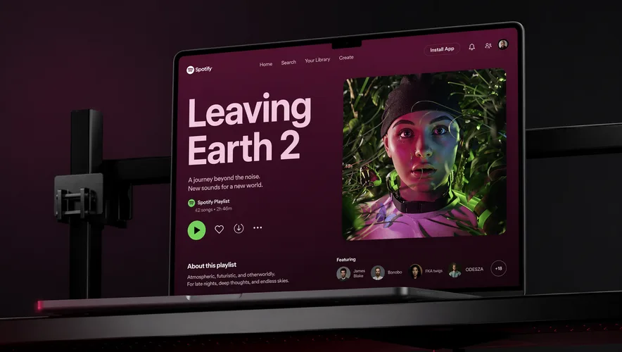 A playlist page on a laptop